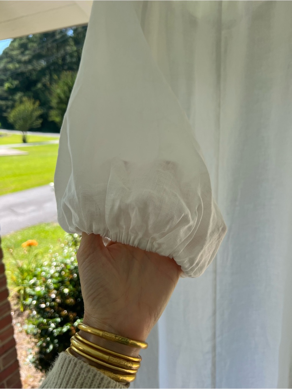 Like New - Linen - Romantic Billowy Maxi Dress - Off White - Picture 10 of 13